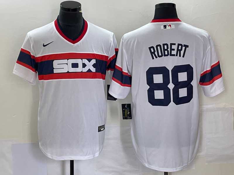 Mens Chicago White Sox #88 Luis Robert White Cool Base Throwback Stitched Jersey->chicago white sox->MLB Jersey